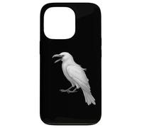 Camicia bianca con corvo uccello bianco ornitologia merlo Custodia per iPhone 13 Pro