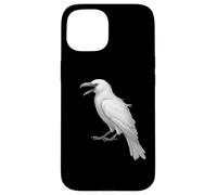 Camicia bianca con corvo uccello bianco ornitologia merlo Custodia per iPhone 15