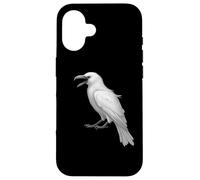 Camicia bianca con corvo uccello bianco ornitologia merlo Custodia per iPhone 16