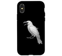 Camicia bianca con corvo uccello bianco ornitologia merlo Custodia per iPhone X/XS