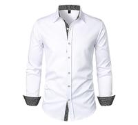 Camicia Bianca Uomo Slim Fit - Camicia A Maniche Lunghe con Risvolto A Abbinati alla Moda Casual da Uomo La Camicia