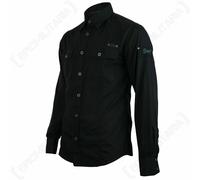 Camicia Brandit Slim Fit - Nera - Smart Casual Top Manica Lunga In Cotone Estivo