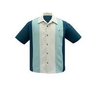 Camicia Button Down Bowling Teal Atomic Mad Men Rockabilly ST35309