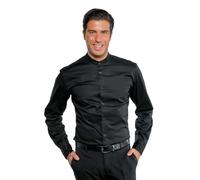 Camicia Cameriere Detroit Unisex Stretch Nera a Manica Lunga - ISACCO