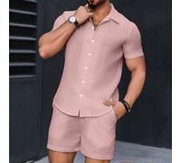 Camicia casual a maniche corte con bottoni davanti in tessuto a texture per uomini per l"estate" L,M,S,XL,XXLTessuto