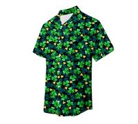 Camicia Casual a Maniche Corte con Motivo a Santo, Stile Tropicale, Estiva, da Spiaggia, con Bottoni, per Esterni