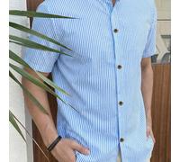 Camicia casual a maniche corte per ragazzi/pre-adolescenti, monocolore, con colletto a righe, comoda e alla moda per l'estate, adatta per uso quotidiano, scuola, viaggi e vacanze al mare 7Y,8Y,9Y,10Y,