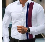 Camicia casual a maniche lunghe con bottoni sul davanti per uomo, semplice ma non monotona! Camicia da uomo con design a blocchi di colore e righe, sblocca il tuo stile alla moda!, per l'autunno L,M,S