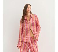 Camicia casual a maniche lunghe con stampa all-over, monopetto, morbida e ampia, adatta per uscite autunnali, giornate lavorative creative o raduni sociali informali L,M,S,XL,XSBlocchi di coloreTessut