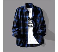 Camicia casual a maniche lunghe da uomo, in stile retrò e comoda per l'uso quotidiano e al lavoro (3XL 6005 blu)
