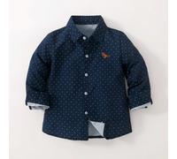 Camicia casual a maniche lunghe in blu navy con pois, comoda, adatta a ragazzo, per primavera/estate, gite fuori porta, vacanze, viaggi, relax, prendere il sole 6Y,7Y,4Y,5YGeometrico,PoisTessuto