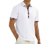 Camicia casual alla moda in stile navajo con colletto a contrasto, maniche corte, comoda maglietta traspirante per l'uso quotidiano attività all'aria aperta., bianco, XL