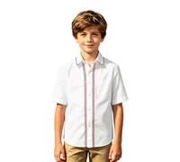 Camicia casual da ragazzo con stampa, a maniche corte, per la primavera, comodo, stile casual, per la scuola, tutti i giorni, ideale per dai cinque ai quattordici anni, materiale facile da pulire per