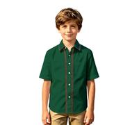 Camicia casual da ragazzo con stampa, a maniche corte, per la primavera, comodo, stile casual, per la scuola, tutti i giorni, ideale per dai cinque ai quattordici anni, materiale facile da pulire per