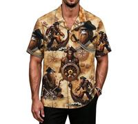 Camicia casual da uomo a maniche corte, ampia, con stampa e colletto button | Felpe Da Uomo Economiche Line Azzurra Contenitiva Scuro Bagno Hippie Reversibili Primaverili Sportivi Pois Grossi