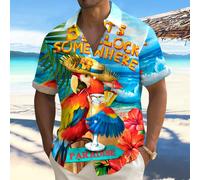 Camicia casual da uomo a maniche corte con bottoni davanti, con stampa animale, adatta all'uso quotidiano L,M,S,XL,XXLPoliestere