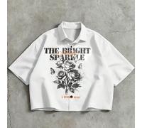 Camicia casual da uomo a maniche corte con bottoni davanti, stampa alla moda, versatile per l'estate L,M,S,XLHalloweenTessuto intrecciato