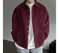 Camicia casual da uomo a maniche lunghe con colletto alla coreana e bottoni davanti, di colore unito, minimalista, adatta per l'autunno e il ritorno a scuola L,M,S,XLVelluto a coste