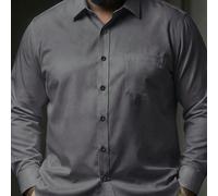 Camicia casual da uomo con bottoni davanti a maniche lunghe, adatta per l'autunno, taglie comode 1XL,2XL,3XL,4XL,5XLColore unicoTessuto intrecciato