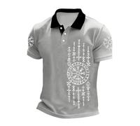 Camicia Casual da uomo Design Totem e Rune Scandinave Stampa Grafica Camicia Collo Classico con Bottoni Stile Urbano, Top Traspirante per la Mezza Stagione Abbigliamento per il Tempo Libero