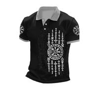 Camicia Casual da uomo Design Totem e Rune Scandinave Stampa Grafica Camicia Collo Classico con Bottoni Stile Urbano, Top Traspirante per la Mezza Stagione Abbigliamento per il Tempo Libero