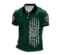 Camicia Casual da uomo Design Totem e Rune Scandinave Stampa Grafica Camicia Collo Classico con Bottoni Stile Urbano, Top Traspirante per la Mezza Stagione Abbigliamento per il Tempo Libero