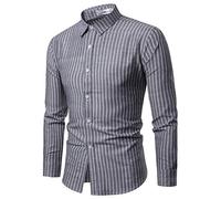 Camicia casual da uomo in cotone slim fit con bottoni a maniche lunghe Camicia da uomo Camicia casual da boscaiolo a quadri Camicia casual in flanella scozzese, Grigio, XXL