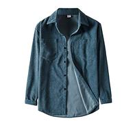 Camicia casual da uomo in velluto a coste tinta unita camicia a maniche lunghe risvolto casual camicia a maniche lunghe tinta unita camicia classica a maniche lunghe da uomo, Azzurro, M