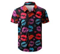 Camicia casual di San Valentino da uomo 2026 Top da uomo casual alla moda allentato e alla moda con colletto stampato 3D a maniche corte abiti per regali quotidiani, Marina Militare, S