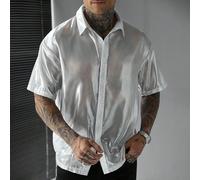 Camicia casual estiva da uomo con bottoni sul davanti e maniche corte, stile di strada alla moda L,M,S,XL,XS,XXLGraficoTessuto intrecciato