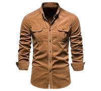 Camicia casual in velluto a coste da uomo Camicia a maniche lunghe standard-fit Camicie formali da lavoro con bottoni Camicia calda Camicia elegante slim fit Cappotto in velluto a coste tinta unita