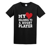 Camicia Casual My Heart Belongs To A Rugby Player Progettato con Cura, Ogni Design è Giusto Nero L