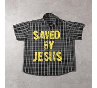 Camicia casual oversize con stampa a quadri per uomo, vestibilità larga, maniche corte, abbigliamento da strada, camicia con bottoni, stampa a quadri, modello boxy, ideale come regalo per il fidanzato