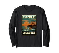 Camicia Chicago Pier Sunset Wheel Vintage sul lungolago Maglia a Manica
