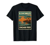 Camicia Chicago Pier Sunset Wheel Vintage sul lungolago Maglietta