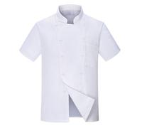 Camicia classica da chef a maniche corte da uomo UK Kitchen Camicia da lavoro per posto ufficiale Button Down Camicie con colletto a fascia Camicie traspiranti in tinta unita leggera Top Professioanl