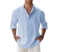 Camicia Classica Marco Luca, Ffmani da Uomo, Casual, Estiva, a Maniche Lunghe, Vestibilità Comoda(Light blue_3XL)