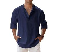 Camicia Classica Marco Luca, Ffmani da Uomo, Casual, Estiva, a Maniche Lunghe, Vestibilità Comoda(Navy blue_4XL)