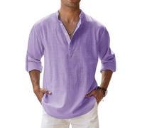 Camicia Classica Marco Luca, Ffmani da Uomo, Casual, Estiva, a Maniche Lunghe, Vestibilità Comoda(Purple_S)