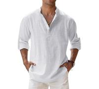 Camicia Classica Marco Luca, Ffmani da Uomo, Casual, Estiva, a Maniche Lunghe, Vestibilità Comoda(White_4XL)