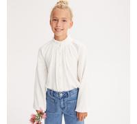 Camicia collo alto ampio in plumetis Beige 8 anni - 126 cm Tinta unita