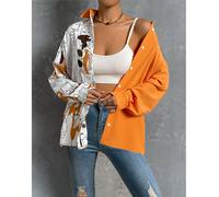 Camicia color block con stampa figura L,M,S,XSBlocchi di colore,RitrattoTessuto