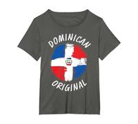 Camicia con Bandiera della Repubblica Dominicana Originale | Dominicana Maglietta, Donna Plus-Size, Asfalto, 1X