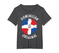 Camicia con Bandiera della Repubblica Dominicana Originale | Dominicana Maglietta, Donna Plus-Size, Grigio Scuro, 1X