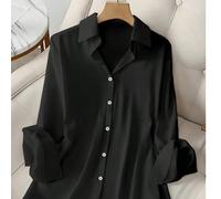 Camicia con bottoni davanti, maniche lunghe, corta dietro, adatta per uso quotidiano in tutte le stagioni 1XL,2XL,3XL,4XLColore unicoTessuto intrecciato