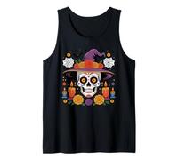 Camicia con Cappello da Strega Sugar Skull Dia Los Muertos Halloween Canotta
