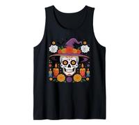Camicia con Cappello da Strega Sugar Skull Dia Los Muertos Halloween Canotta
