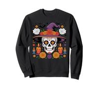 Camicia con Cappello da Strega Sugar Skull Dia Los Muertos Halloween Felpa