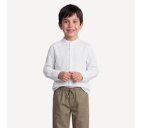 Camicia con colletto Mao, cotone/lino Bianco 7 anni - 120 cm Tinta unita
