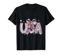 Camicia con fiocco bandiera USA 4 luglio a righe con grafica stelle americane Maglietta